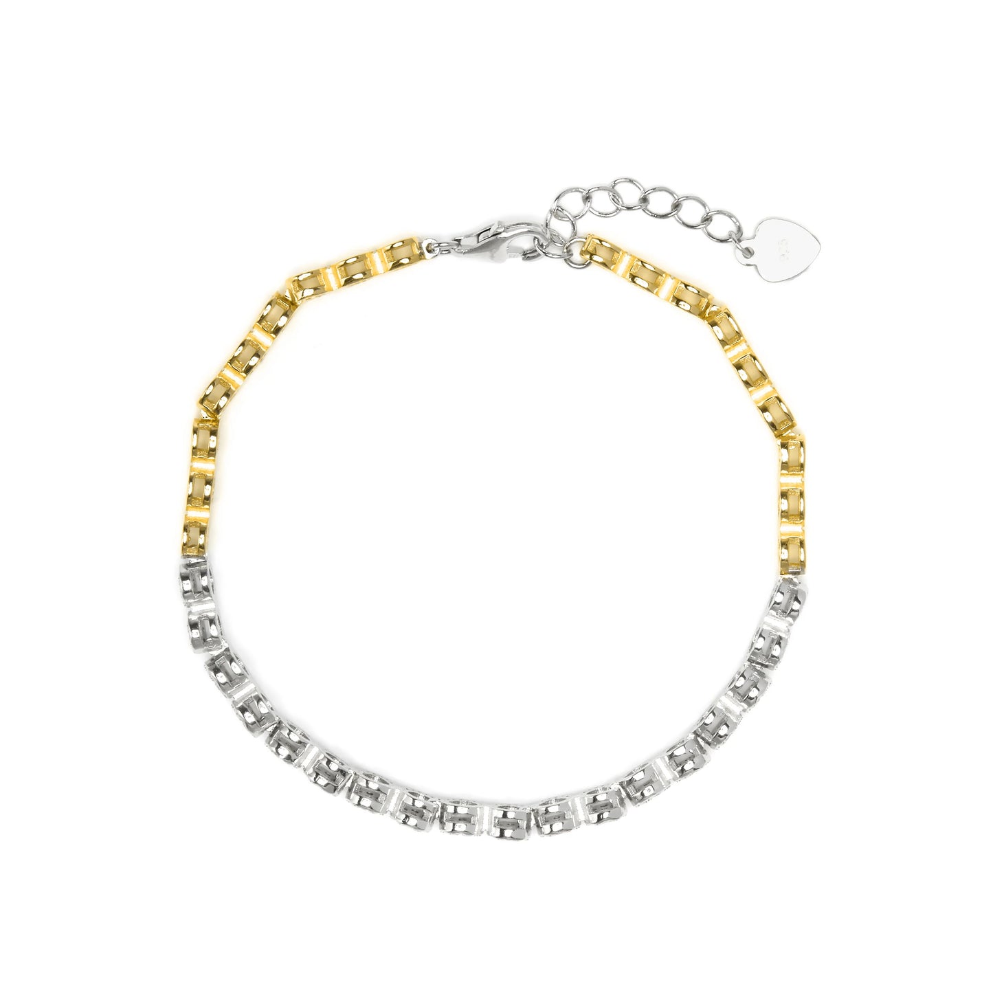 Pulsera de Plata de Ley 925 y Circonita Brillante acabado en oro amarillo 18k - Mailu