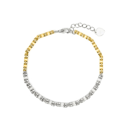 Pulsera de Plata de Ley 925 y Circonita Brillante acabado en oro amarillo 18k - Mailu