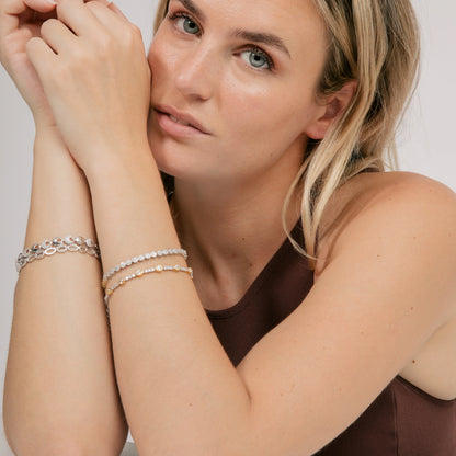 Pulsera de Plata de Ley 925 y Circonita Brillante acabado en oro amarillo 18k - Mailu