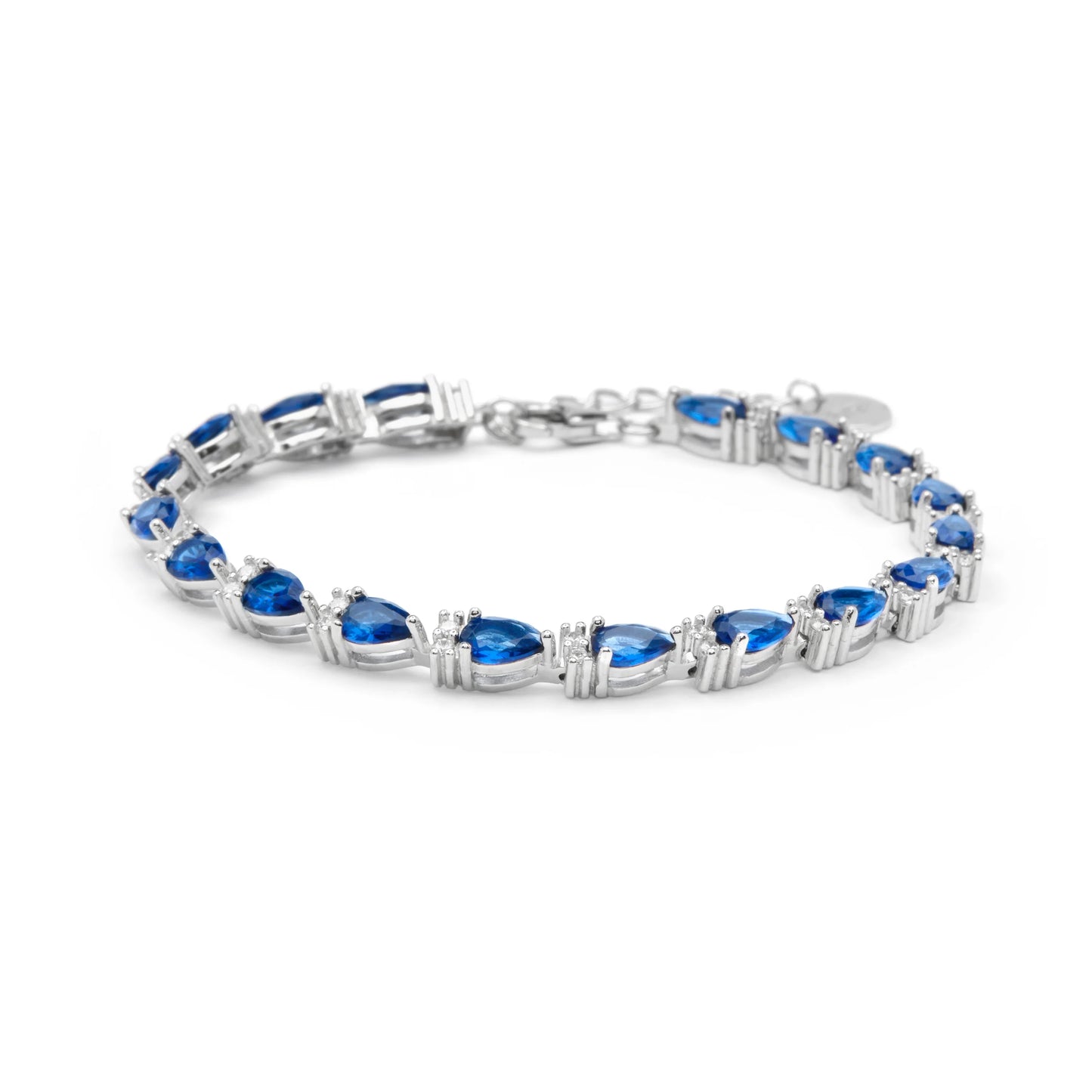 Pulsera de Plata de Ley 925 y Circonita Zafiro acabado en rodio - Dagin