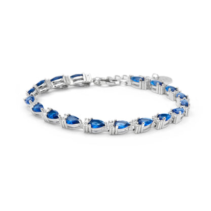 Pulsera de Plata de Ley 925 y Circonita Zafiro acabado en rodio - Dagin