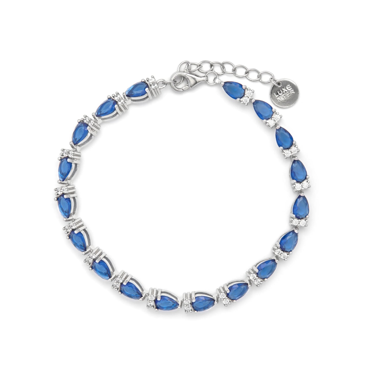 Pulsera de Plata de Ley 925 y Circonita Zafiro acabado en rodio - Dagin