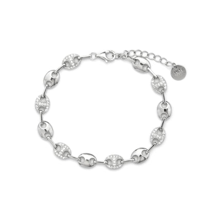 Pulsera de Plata de Ley 925 y Circonita Brillante acabado en rodio - Mione