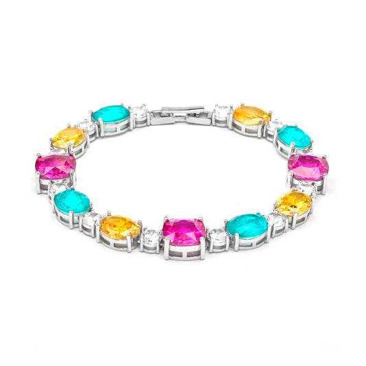 Pulsera de Plata de Ley 925 y Circonita Multicolor acabado en rodio - Beniwa