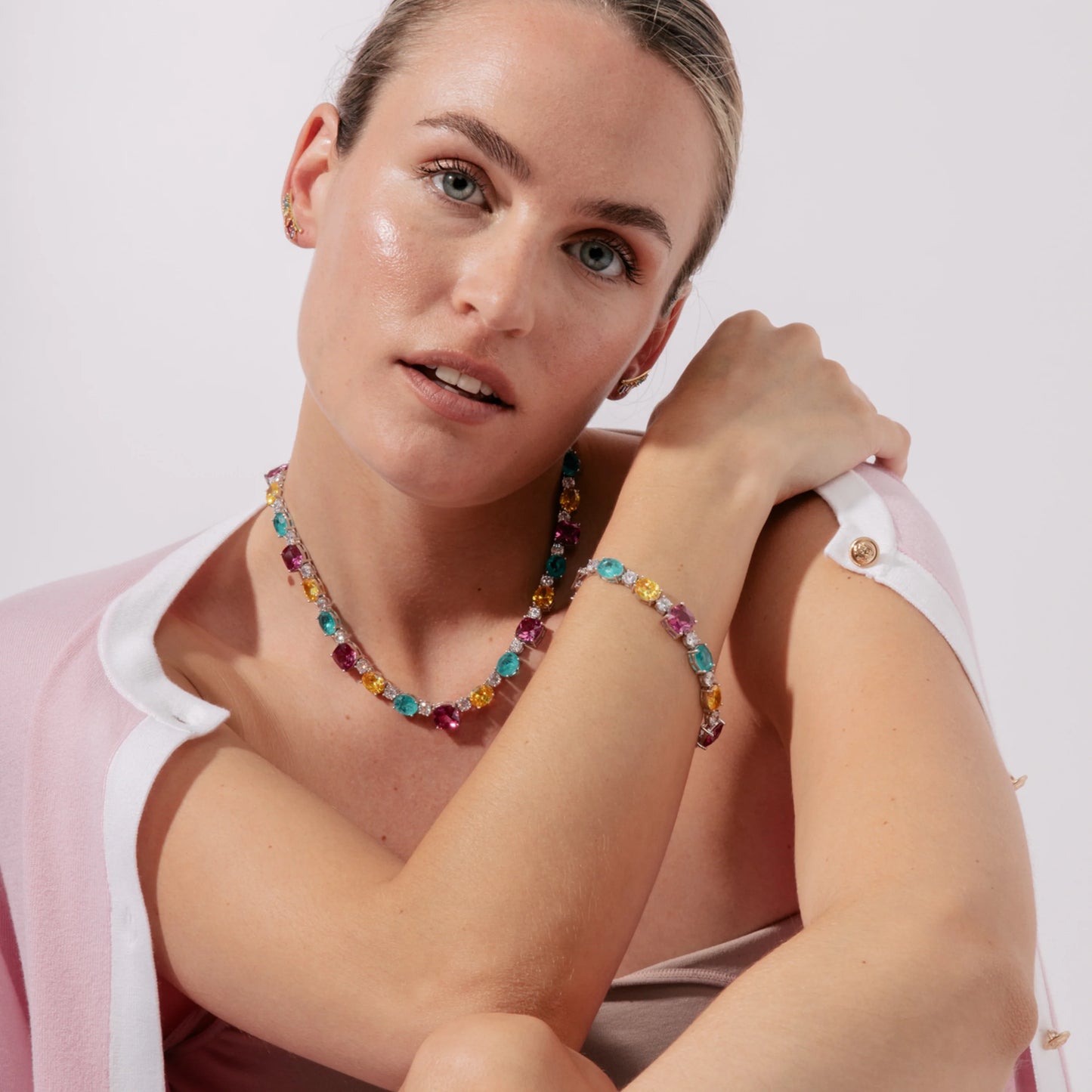 Pulsera de Plata de Ley 925 y Circonita Multicolor acabado en rodio - Beniwa