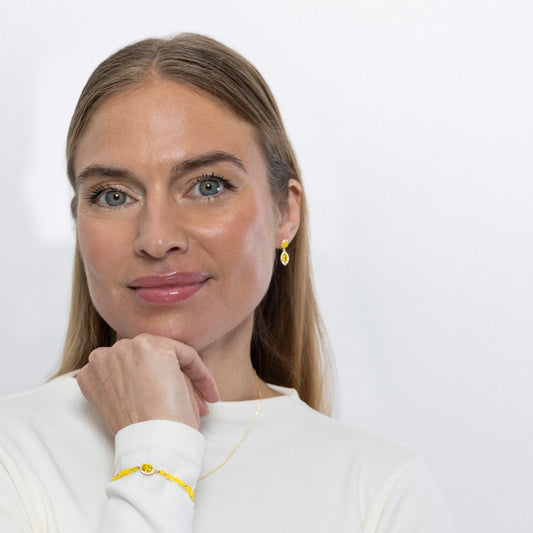 Pulsera de Plata de Ley 925 y Padparadscha acabada en oro amarillo de 18k - Nazki