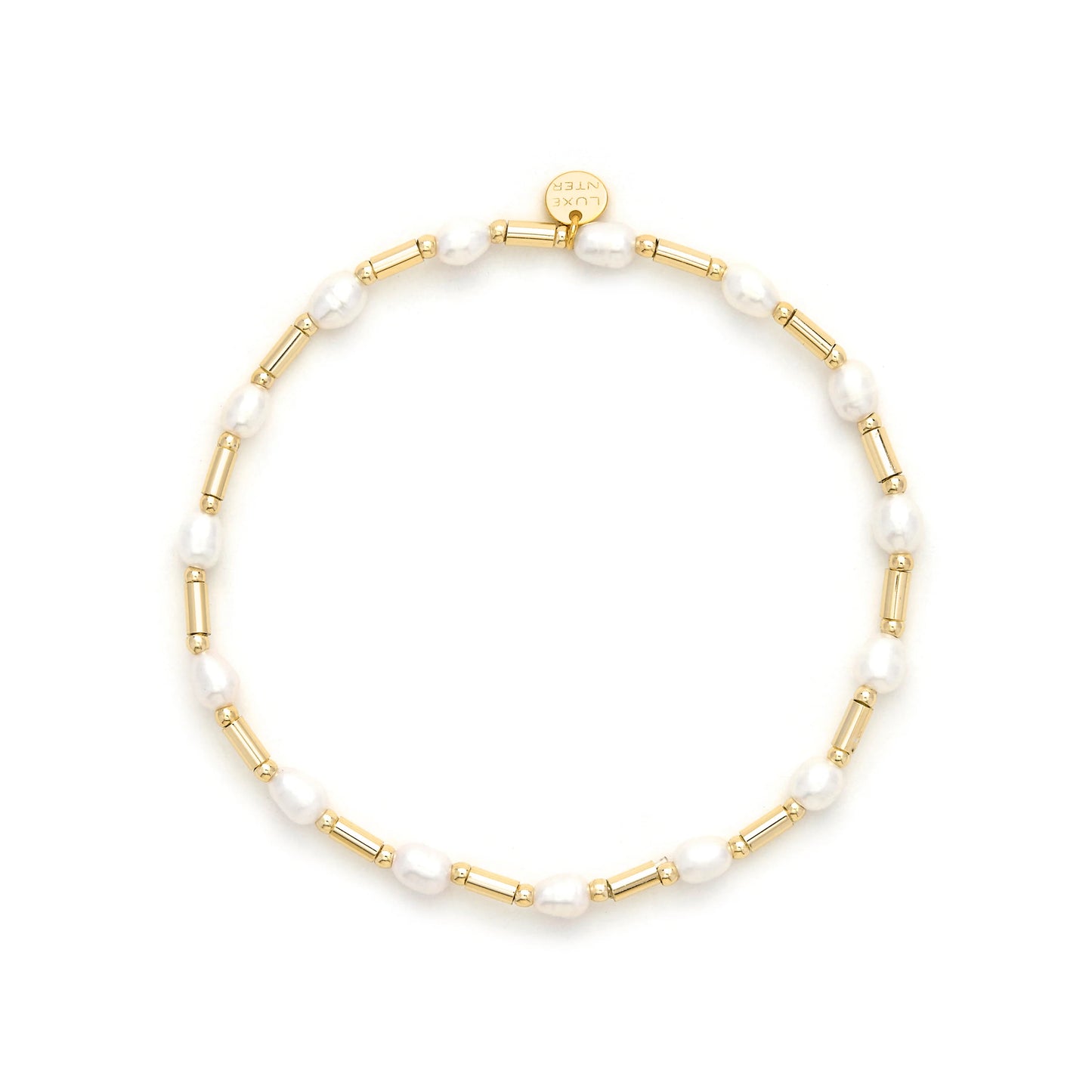 Pulsera de Plata de Ley 925 y Perla Blanca acabado en oro amarillo 18k - Laurid