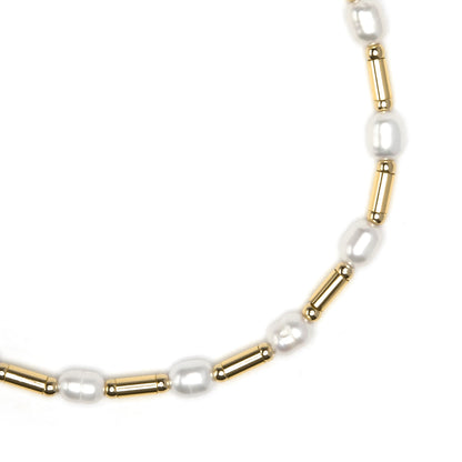 Pulsera de Plata de Ley 925 y Perla Blanca acabado en oro amarillo 18k - Laurid