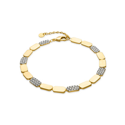 Pulsera de Plata de Ley 925 y Circonita Brillante acabado oro amarillo de 18k - Likgo