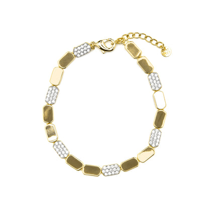 Pulsera de Plata de Ley 925 y Circonita Brillante acabado oro amarillo de 18k - Likgo
