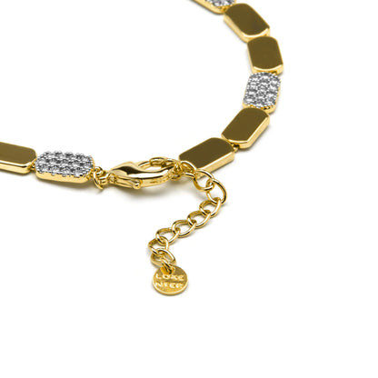 Pulsera de Plata de Ley 925 y Circonita Brillante acabado oro amarillo de 18k - Likgo