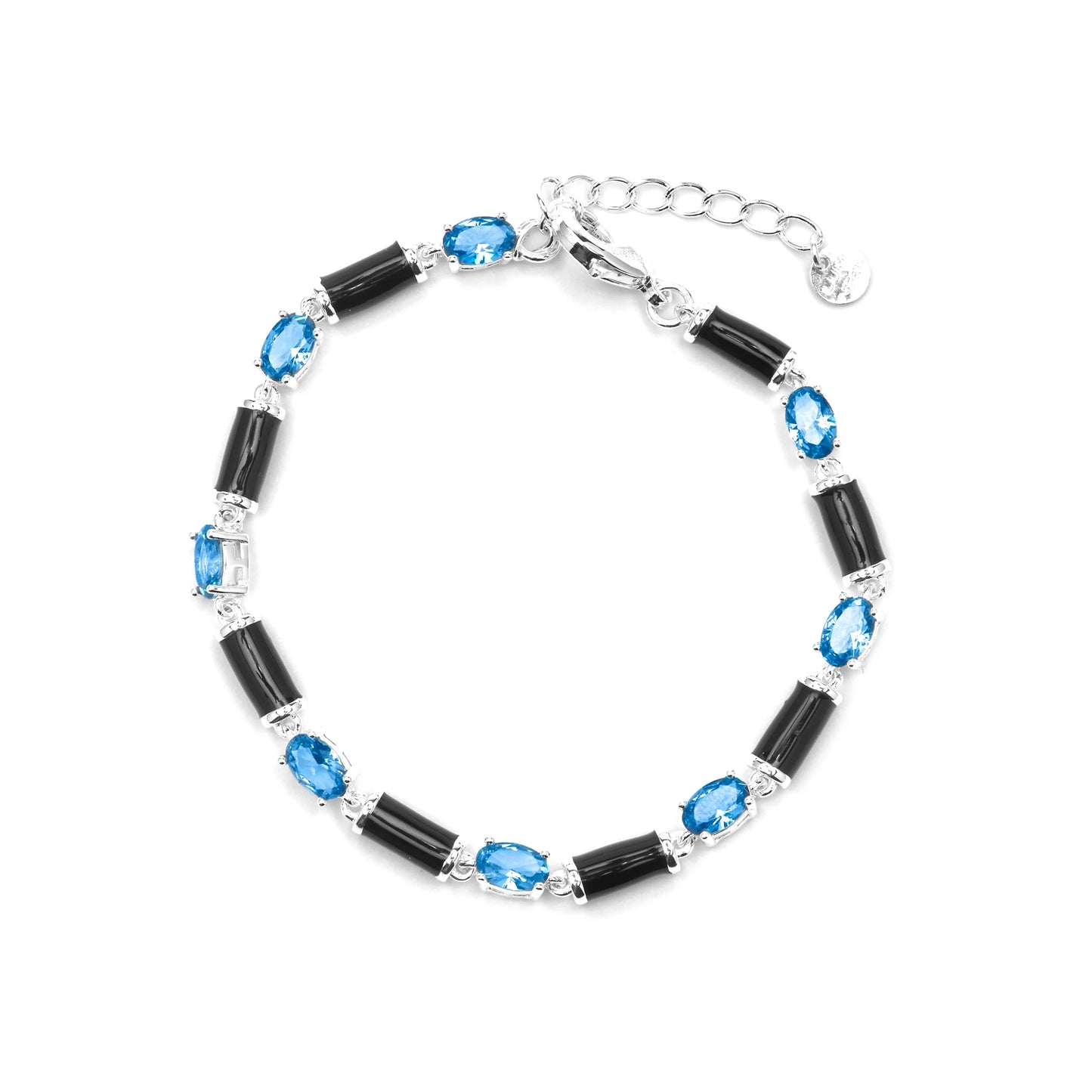 Pulsera de Plata de Ley 925 y Circonita Topacio Azul acabado rodio - Tatui