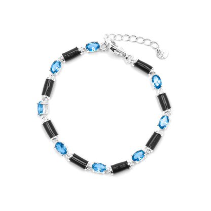 Pulsera de Plata de Ley 925 y Circonita Topacio Azul acabado rodio - Tatui