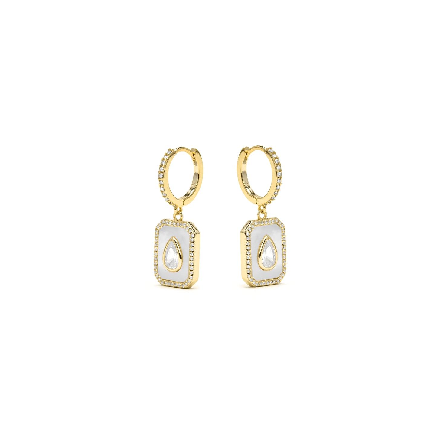 Pendientes de Plata de Ley 925 y Madreperla Blanca acabado en oro amarillo 18k - Baleh