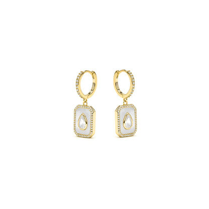 Pendientes de Plata de Ley 925 y Madreperla Blanca acabado en oro amarillo 18k - Baleh