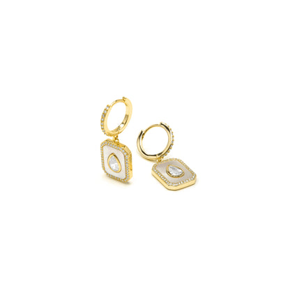 Pendientes de Plata de Ley 925 y Madreperla Blanca acabado en oro amarillo 18k - Baleh