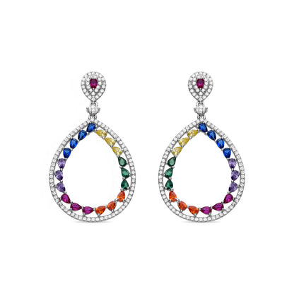 Pendientes de Plata de Ley 925 y Circonita Multicolor acabados en rodio - Tonmei