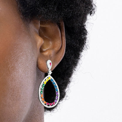 Pendientes de Plata de Ley 925 y Circonita Multicolor acabados en rodio - Tonmei