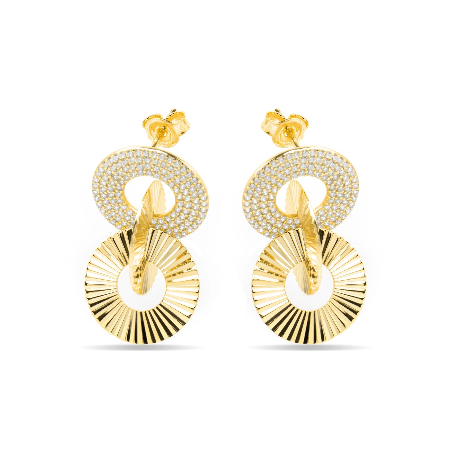 Pendientes de Plata de Ley 925 y Circonita Brillante acabado oro amarillo de 18k - Thydi