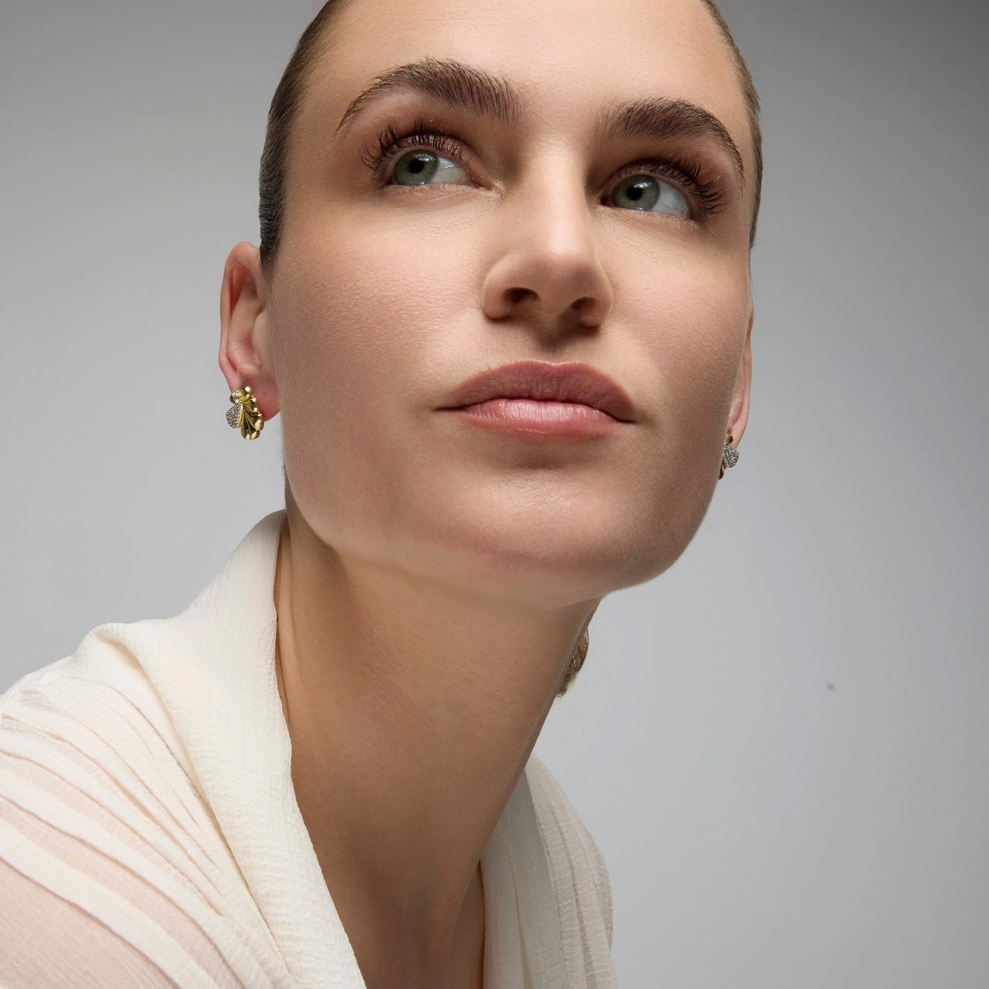 Pendientes de Plata de Ley 925 y Circonita Brillante acabado oro amarillo de 18k - Miski