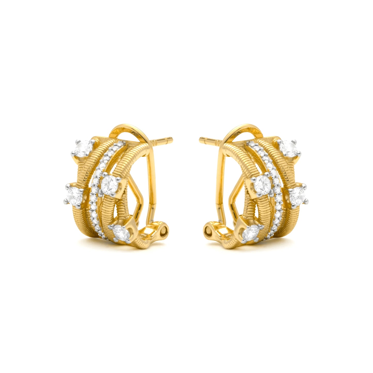 Pendientes de Plata de Ley 925 y Circonita Brillante acabado en oro amarillo 18k - Gnaw
