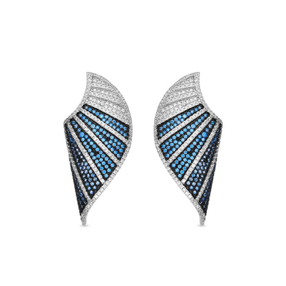 Pendientes de Plata de Ley 925 y Circonita Topacio Azul acabado en rodio - Neoma