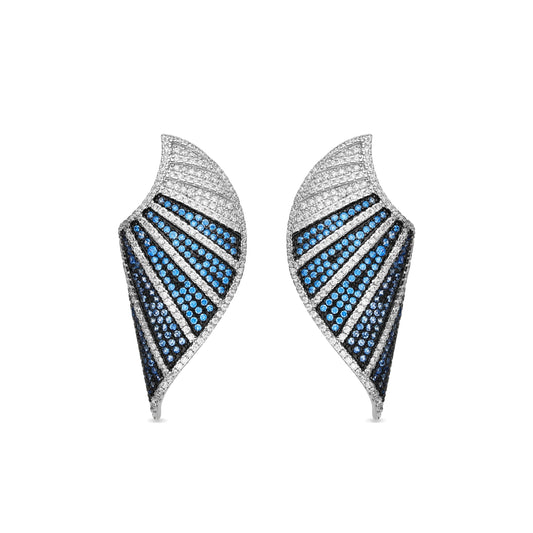 Pendientes de Plata de Ley 925 y Circonita Topacio Azul acabado en rodio - Neoma