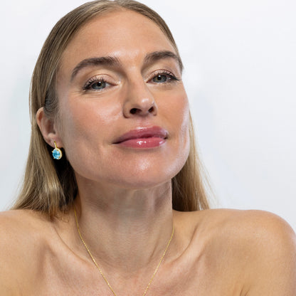 Pendientes de Plata de Ley 925 y Circonita Multicolor acabados en oro amarillo de 18k - Vuxla