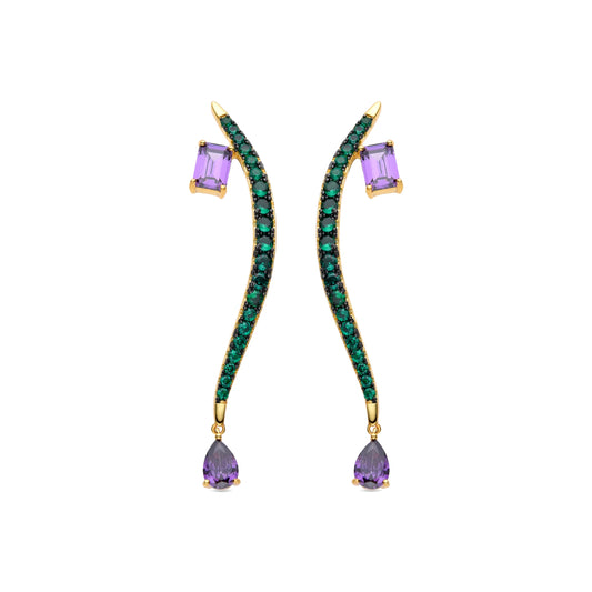 Pendientes de Plata de Ley 925 y Circonita Multicolor acabados en oro amarillo de 18k - Binlah