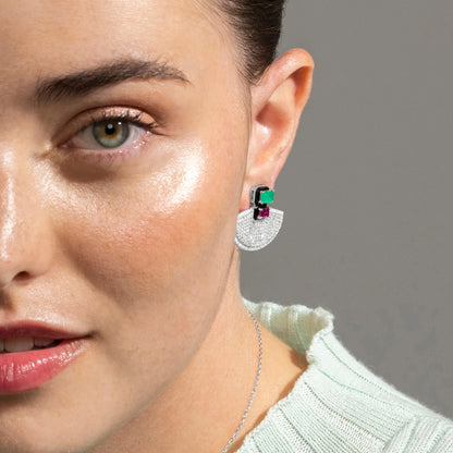 Pendientes de Plata de Ley 925 y Circonita Multicolor acabado en rodio - Kena