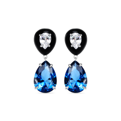 Pendientes de Plata de Ley 925 y Circonita Topacio Azul acabado rodio - Chiwa