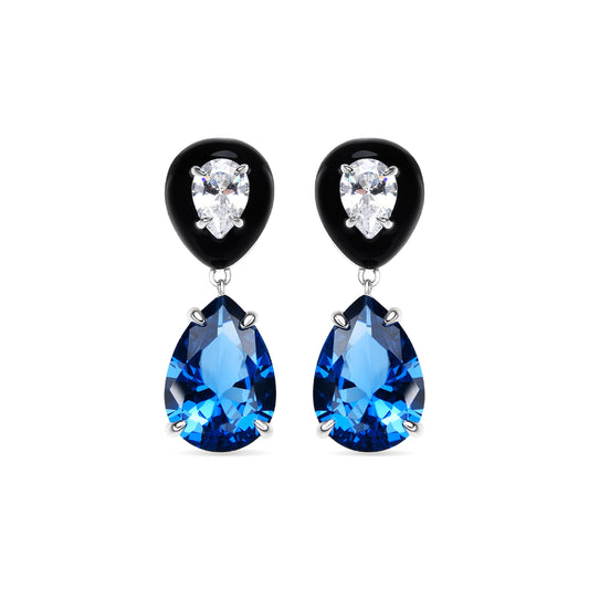 Pendientes de Plata de Ley 925 y Circonita Topacio Azul acabado rodio - Chiwa