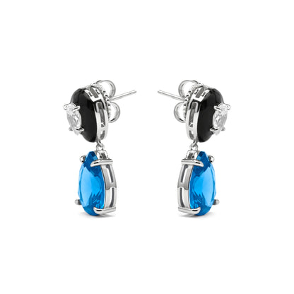 Pendientes de Plata de Ley 925 y Circonita Topacio Azul acabado rodio - Chiwa