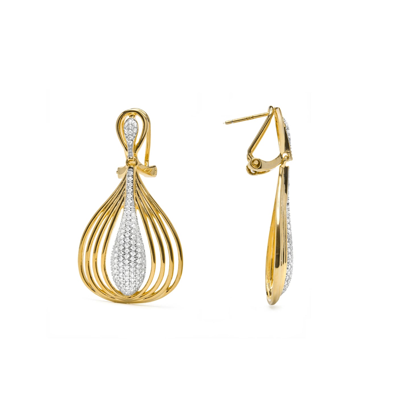Pendientes de Plata de Ley 925 y Circonita Brillante acabado en oro amarillo 18k - Hue