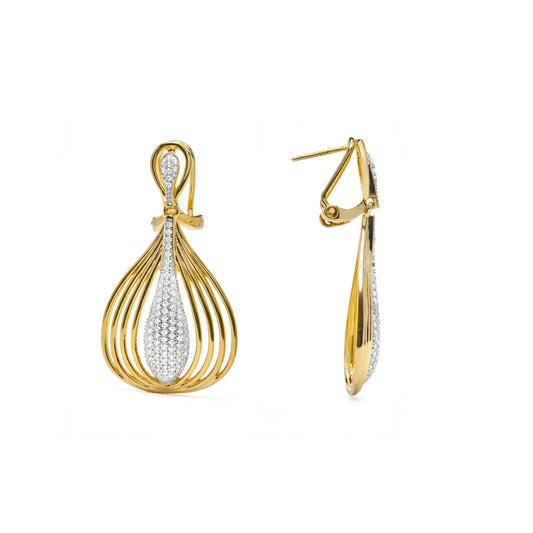 Pendientes de Plata de Ley 925 y Circonita Brillante acabado en oro amarillo 18k - Hue