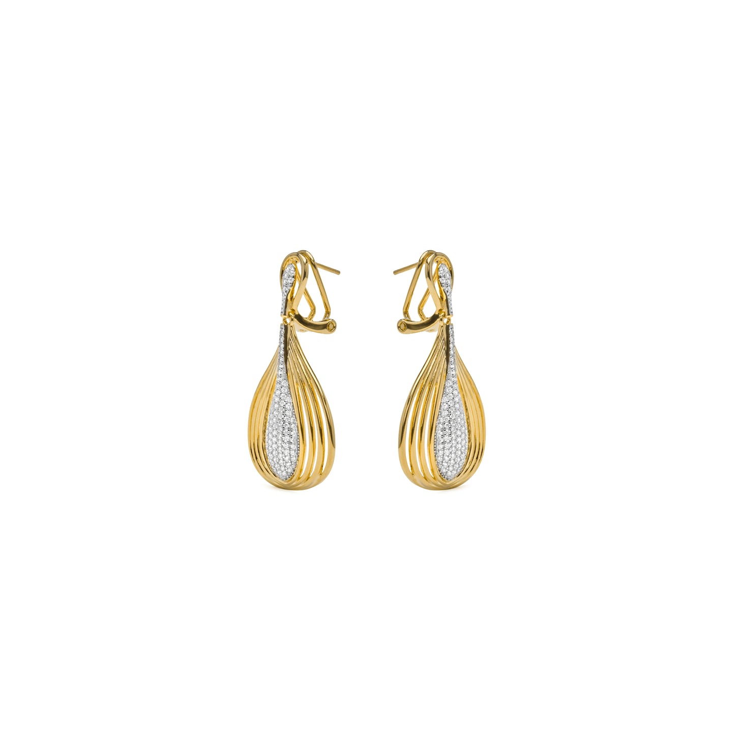 Pendientes de Plata de Ley 925 y Circonita Brillante acabado en oro amarillo 18k - Hue