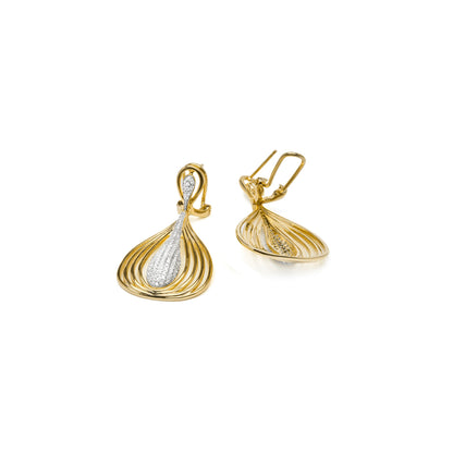 Pendientes de Plata de Ley 925 y Circonita Brillante acabado en oro amarillo 18k - Hue