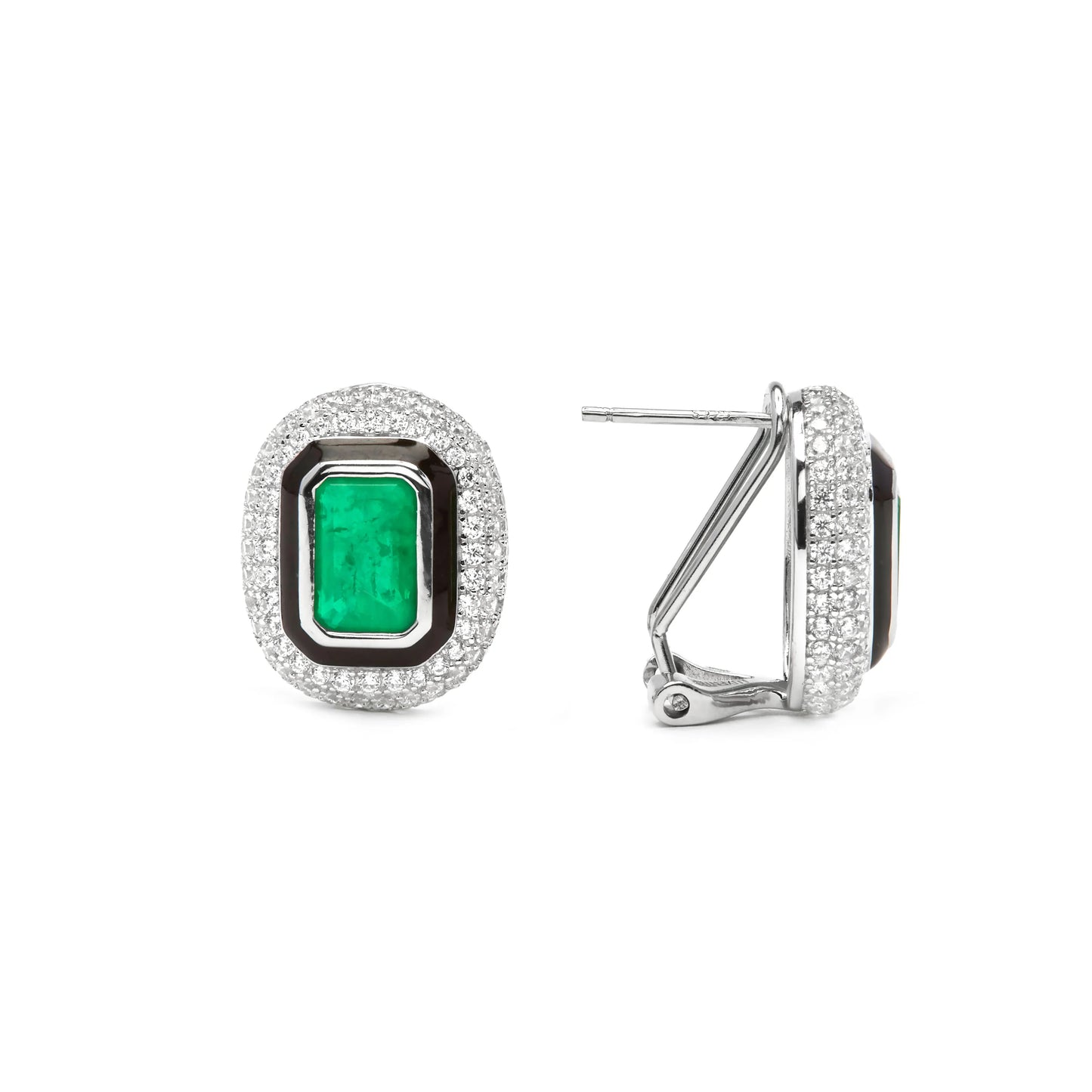 Pendientes de Plata de Ley 925 y Cuarzo Hidrotermal Verde acabado en rodio - Ruk