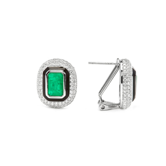 Pendientes de Plata de Ley 925 y Cuarzo Hidrotermal Verde acabado en rodio - Ruk