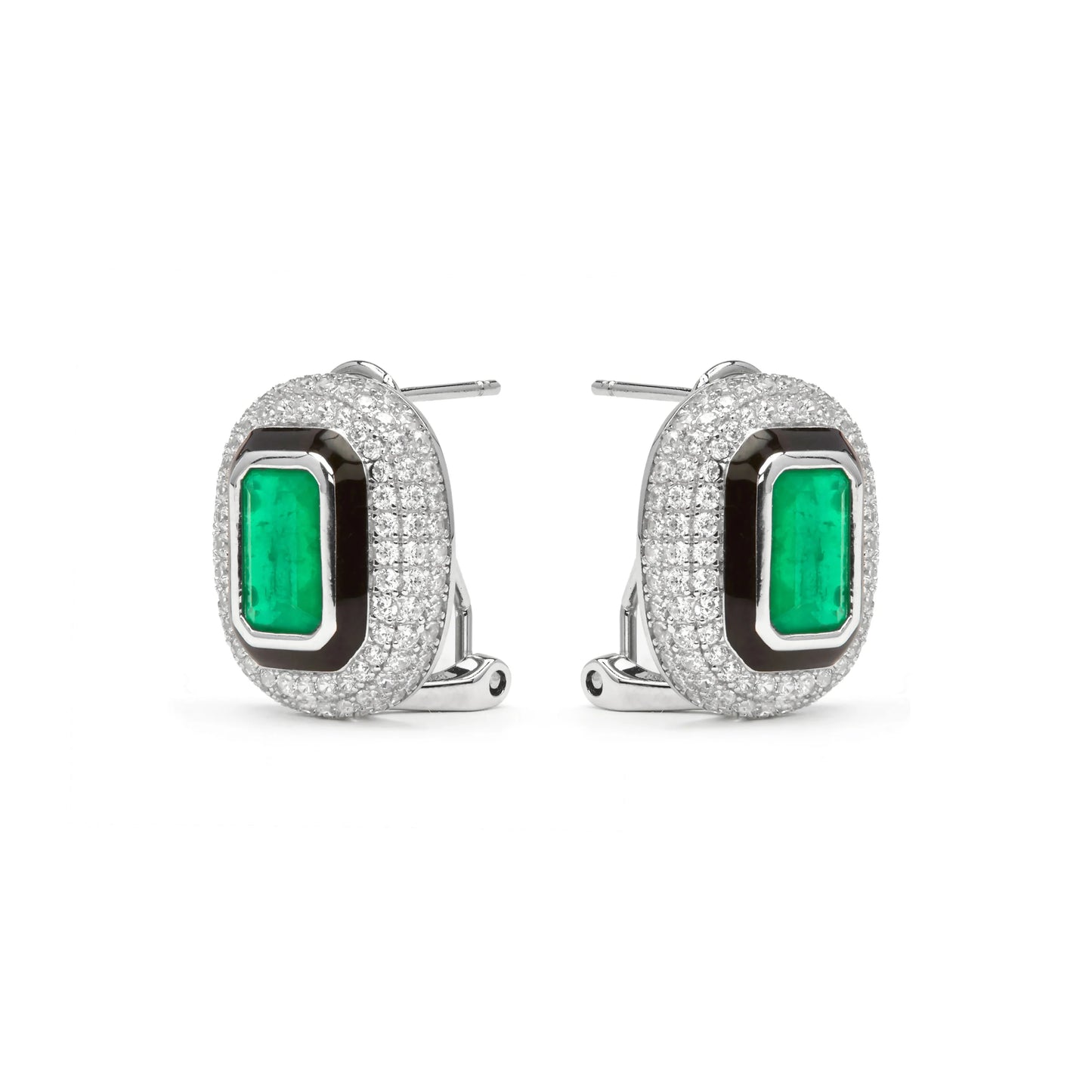 Pendientes de Plata de Ley 925 y Cuarzo Hidrotermal Verde acabado en rodio - Ruk