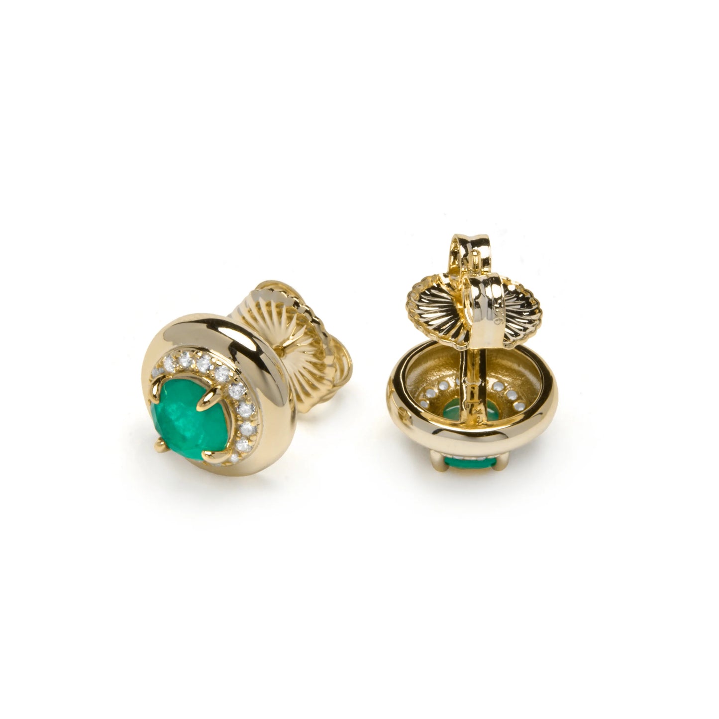 Pendientes de Plata de Ley 925 y Cuarzo Hidrotermal Verde Paraiba acabado en oro amarillo 18k - Lilos