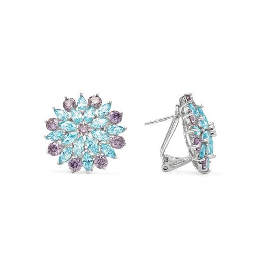 Pendientes de Plata de Ley 925 y Circonita Aguamarina acabado en rodio - Uvonda