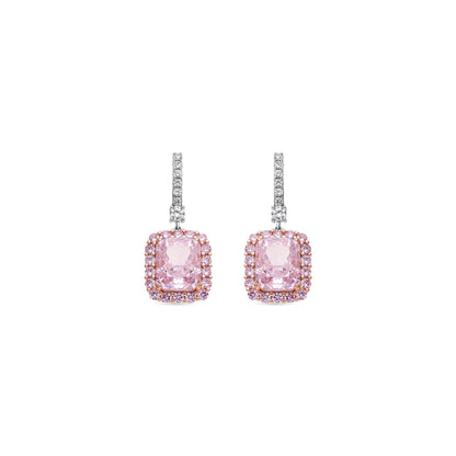 Pendientes de Plata de Ley 925 y Circonita Rosa acabado oro amarillo de 18k - Cabel