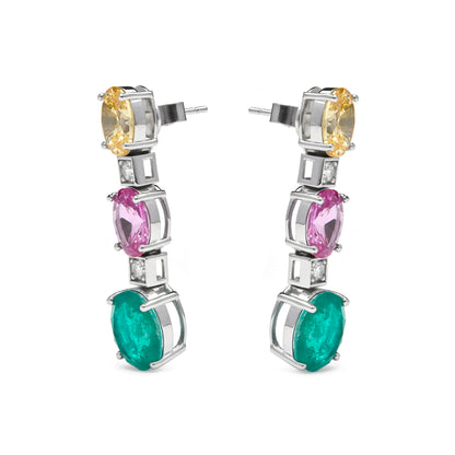 Pendientes de Plata de Ley 925 y Circonita Multicolor acabado en rodio - Teha