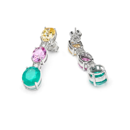 Pendientes de Plata de Ley 925 y Circonita Multicolor acabado en rodio - Teha