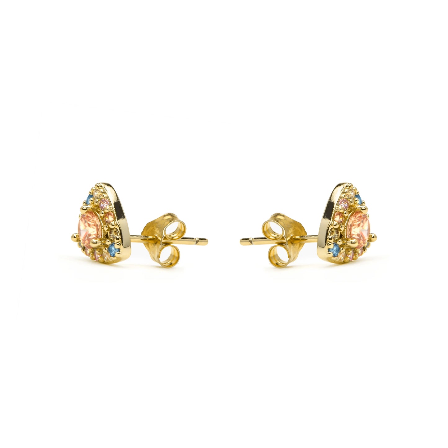 Pendientes de Plata de Ley 925 y Circonita Multicolor acabado en oro amarillo 18k - Aldra