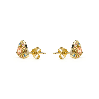 Pendientes de Plata de Ley 925 y Circonita Multicolor acabado en oro amarillo 18k - Aldra
