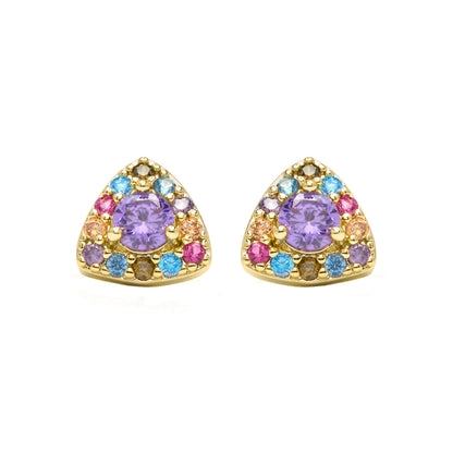 Pendientes de Plata de Ley 925 y Circonita Multicolor acabado en oro amarillo 18k - Aldra