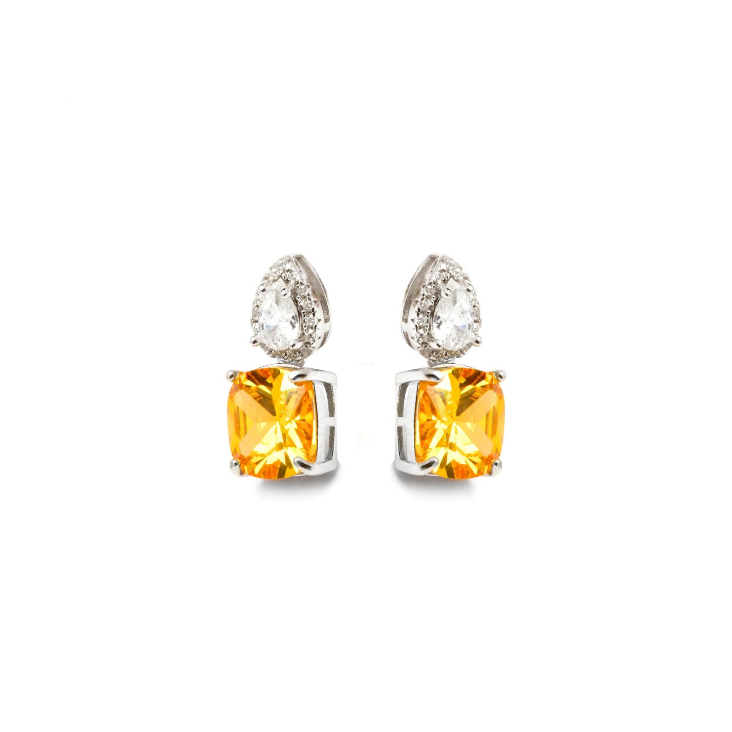 Pendientes de Plata de Ley 925 y Padparadscha acabado rodio - Ronni