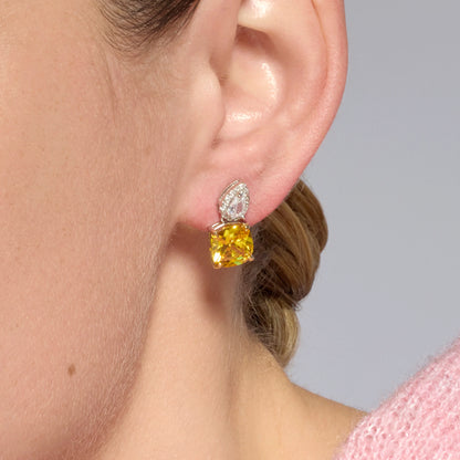 Pendientes de Plata de Ley 925 y Padparadscha acabado rodio - Ronni